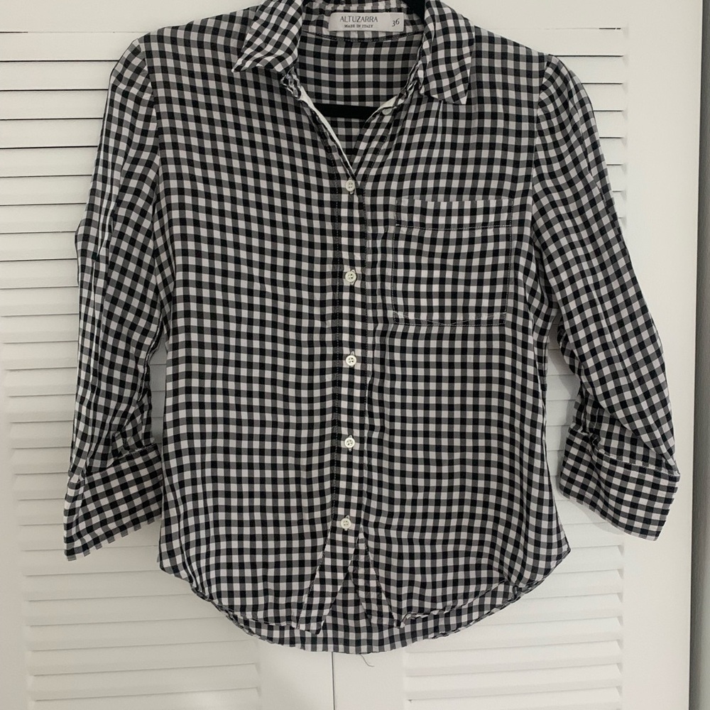 Black and White Checkered Button-Up Shirt